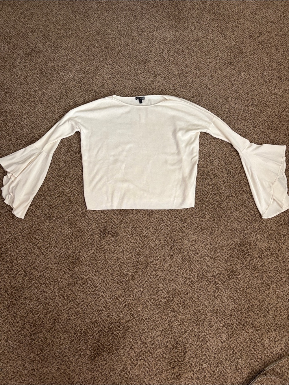 Express White Bell-Sleeve Knit Top Small